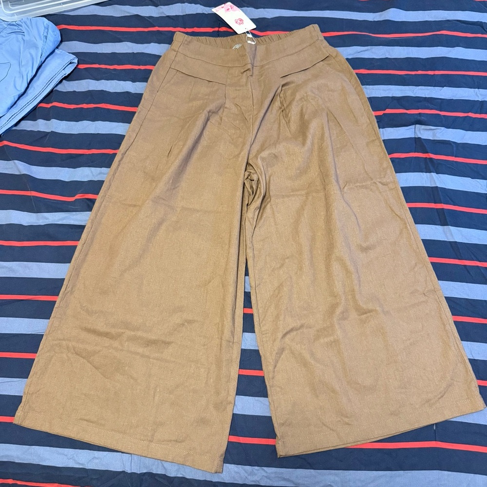 Wide-Leg Linen-blend Pants